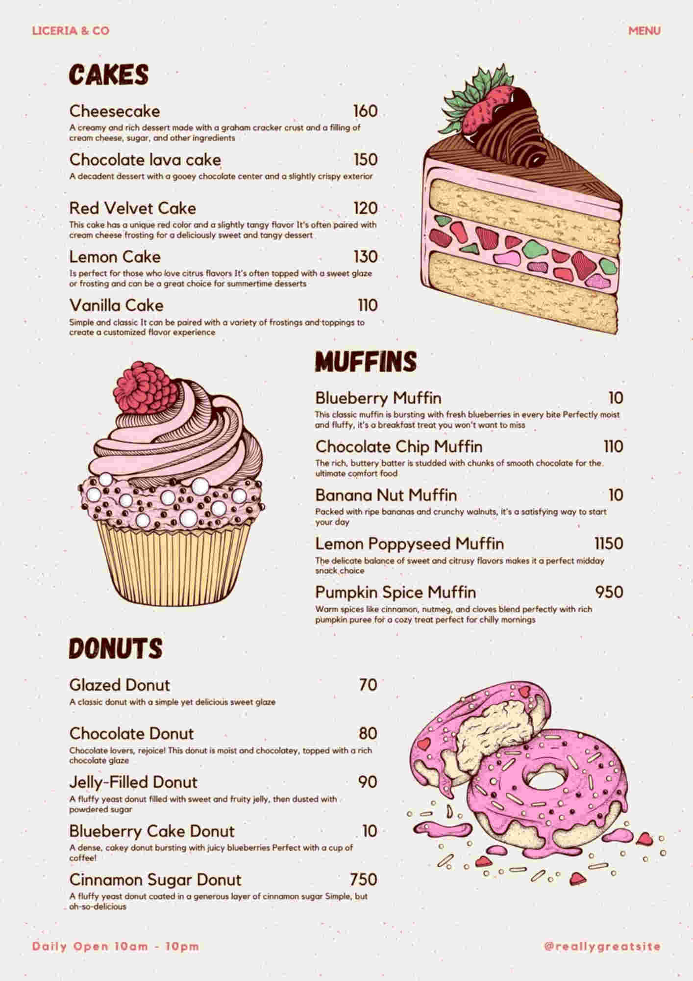 Menu design sample for restaurant